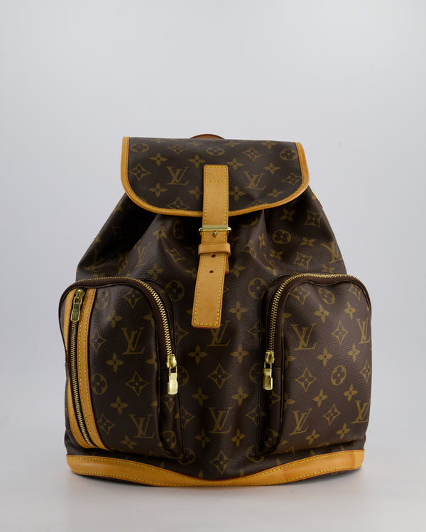 Louis Vuitton Brown Bosphore Backpack in Monogram Canvas and Vachetta Leather with Gold Hardware