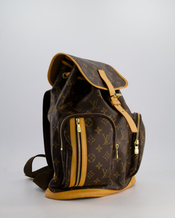 Louis Vuitton Brown Bosphore Backpack in Monogram Canvas and Vachetta Leather with Gold Hardware