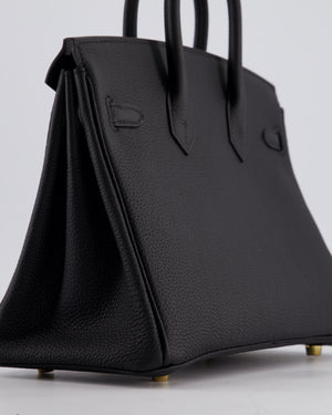*SUPER RARE* Hermès Birkin 25 Retourne Bag in Noir Togo Leather with Brushed Gold Hardware