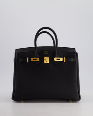 *SUPER RARE* Hermès Birkin 25 Retourne Bag in Noir Togo Leather with Brushed Gold Hardware
