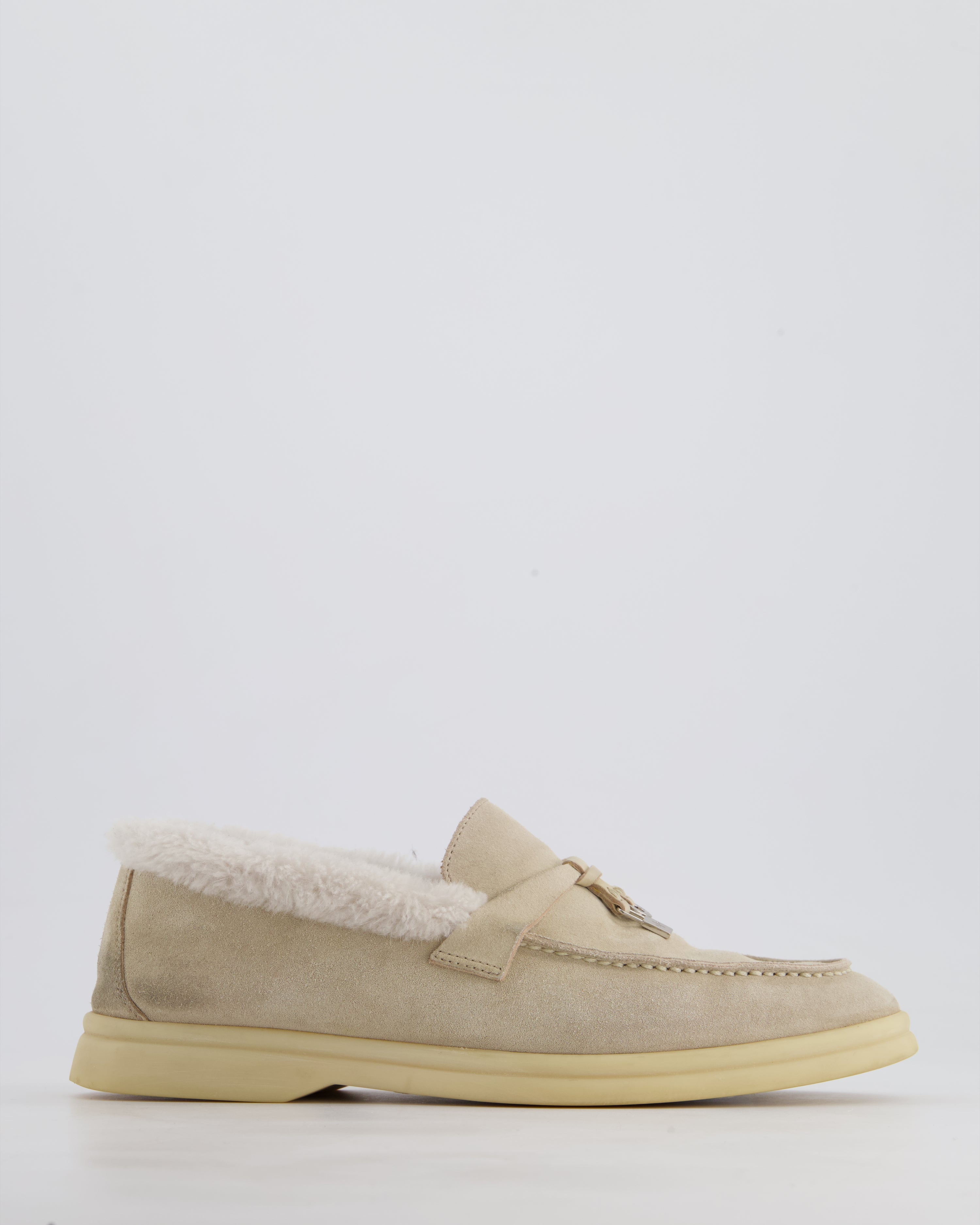 【特別セール品】 Loro Piana 37 EU Size Loafers Walk Charms Summer Suede Beige 靴