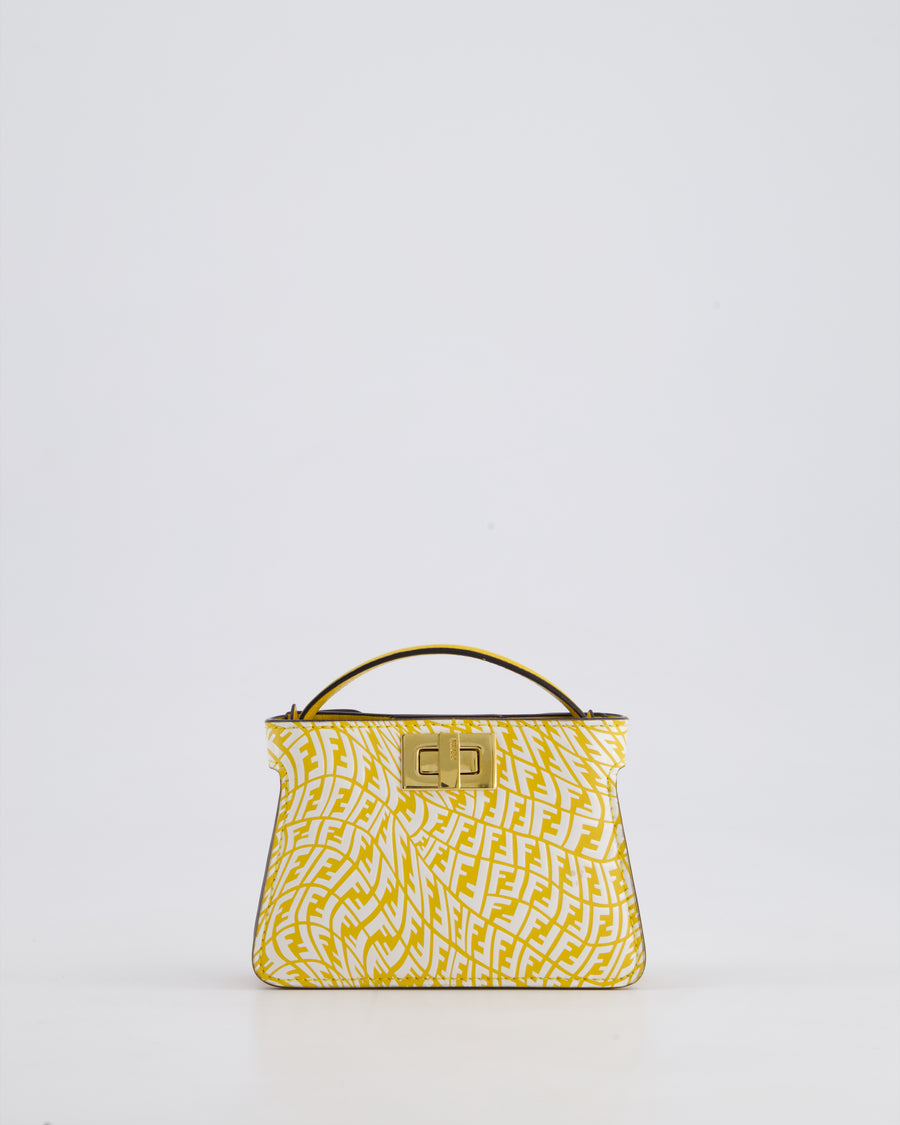 Fendi x Sarah Coleman Yellow Nano Peekaboo Bag with Gold Chain Strap