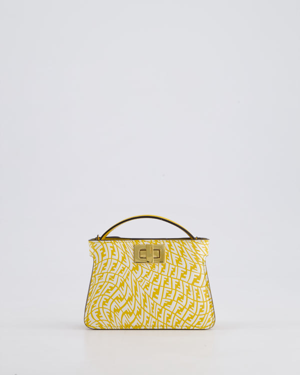 Fendi x Sarah Coleman Yellow Nano Peekaboo Bag with Gold Chain Strap