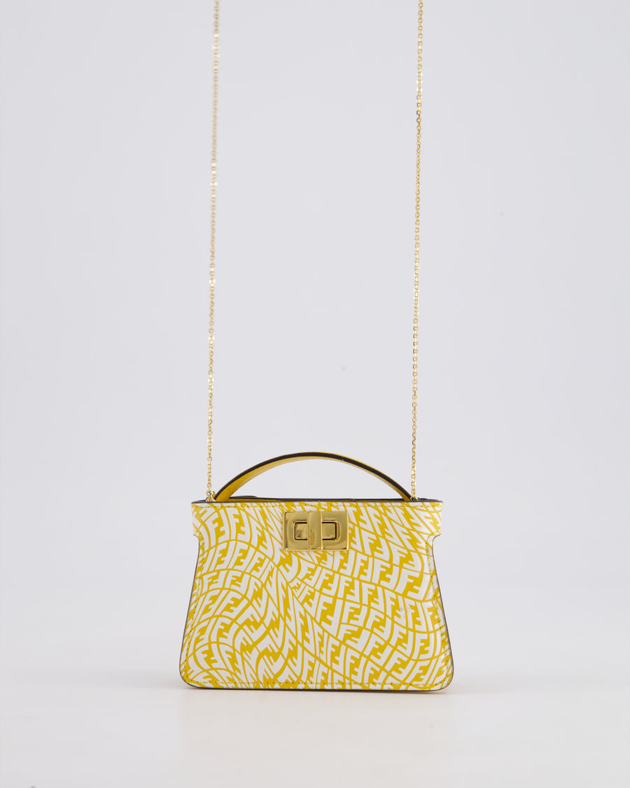 Fendi x Sarah Coleman Yellow Nano Peekaboo Bag with Gold Chain Strap