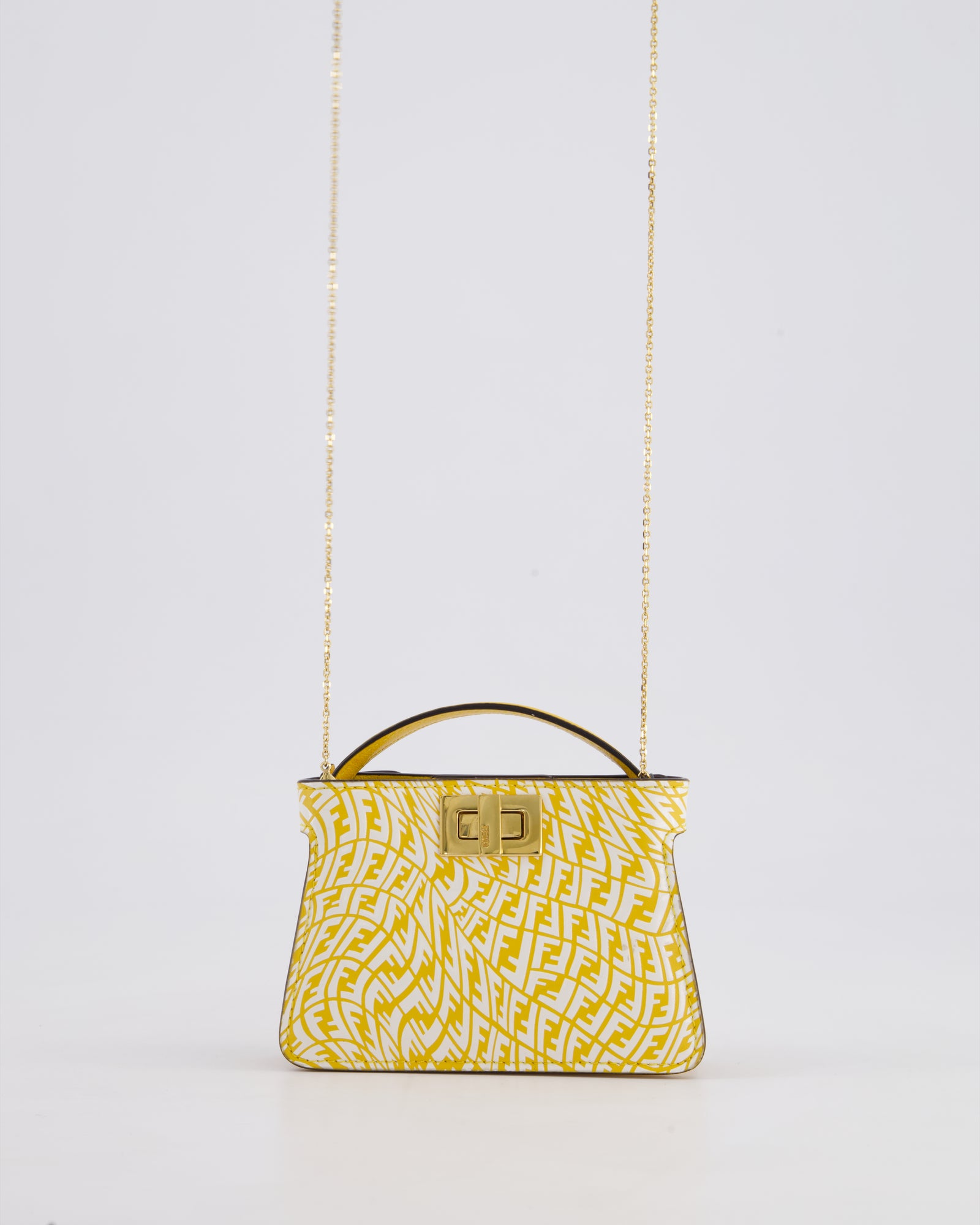 Fendi x Sarah Coleman Yellow Nano Peekaboo Bag with Gold