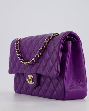 *HOT COLOUR* Chanel Purple Medium Classic Double Flap Bag in Caviar Leather with Champagne Gold Hardware