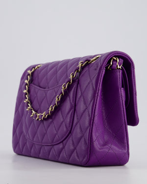 *HOT COLOUR* Chanel Purple Medium Classic Double Flap Bag in Caviar Leather with Champagne Gold Hardware