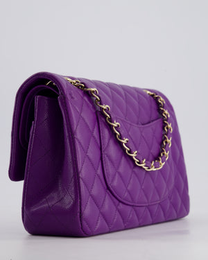 *HOT COLOUR* Chanel Purple Medium Classic Double Flap Bag in Caviar Leather with Champagne Gold Hardware