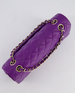 *HOT COLOUR* Chanel Purple Medium Classic Double Flap Bag in Caviar Leather with Champagne Gold Hardware