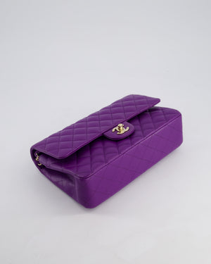 *HOT COLOUR* Chanel Purple Medium Classic Double Flap Bag in Caviar Leather with Champagne Gold Hardware