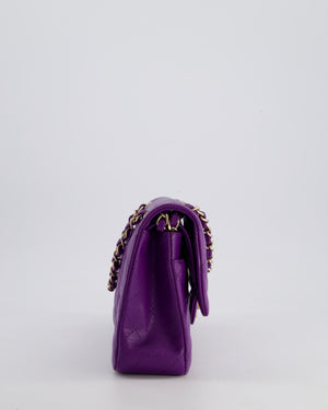 *HOT COLOUR* Chanel Purple Medium Classic Double Flap Bag in Caviar Leather with Champagne Gold Hardware