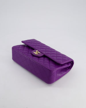*HOT COLOUR* Chanel Purple Medium Classic Double Flap Bag in Caviar Leather with Champagne Gold Hardware