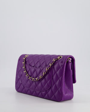 *HOT COLOUR* Chanel Purple Medium Classic Double Flap Bag in Caviar Leather with Champagne Gold Hardware