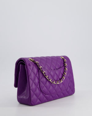 *HOT COLOUR* Chanel Purple Medium Classic Double Flap Bag in Caviar Leather with Champagne Gold Hardware