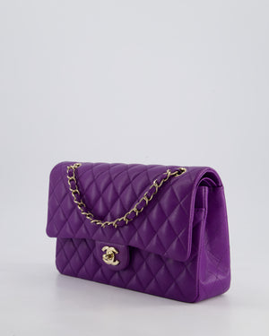*HOT COLOUR* Chanel Purple Medium Classic Double Flap Bag in Caviar Leather with Champagne Gold Hardware
