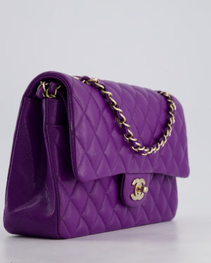 *HOT COLOUR* Chanel Purple Medium Classic Double Flap Bag in Caviar Leather with Champagne Gold Hardware
