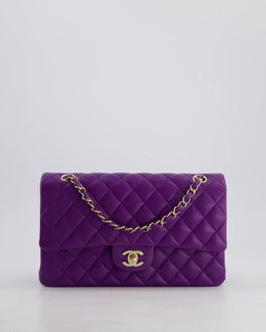 *HOT COLOUR* Chanel Purple Medium Classic Double Flap Bag in Caviar Leather with Champagne Gold Hardware