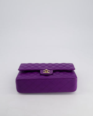 *HOT COLOUR* Chanel Purple Medium Classic Double Flap Bag in Caviar Leather with Champagne Gold Hardware