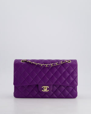 *HOT COLOUR* Chanel Purple Medium Classic Double Flap Bag in Caviar Leather with Champagne Gold Hardware