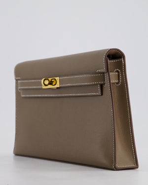 *HOT* Hermès Kelly Elan Bag in Etoupe Madame Leather with Gold Hardware