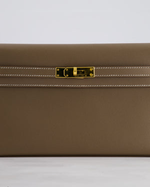 *HOT* Hermès Kelly Elan Bag in Etoupe Madame Leather with Gold Hardware