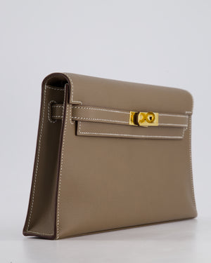 *HOT* Hermès Kelly Elan Bag in Etoupe Madame Leather with Gold Hardware