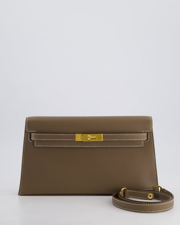 *HOT* Hermès Kelly Elan Bag in Etoupe Madame Leather with Gold Hardware