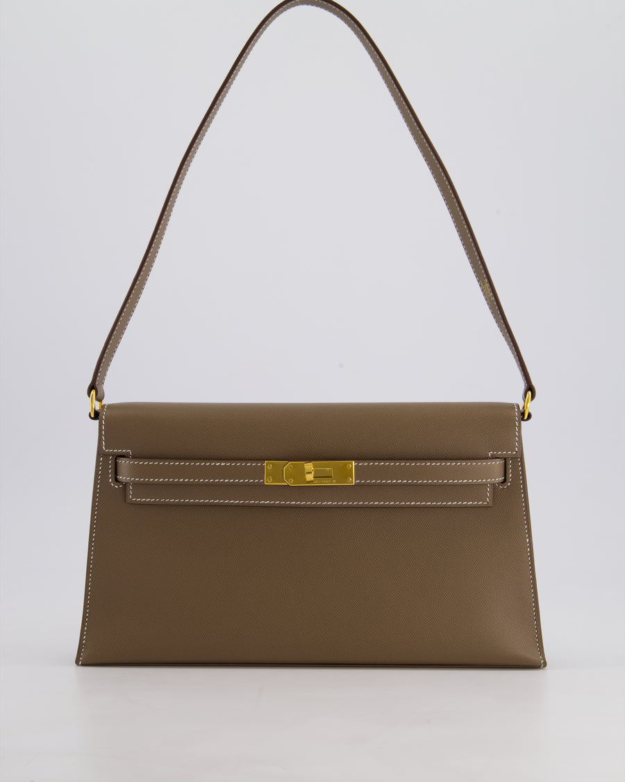 *HOT* Hermès Kelly Elan Bag in Etoupe Madame Leather with Gold Hardware