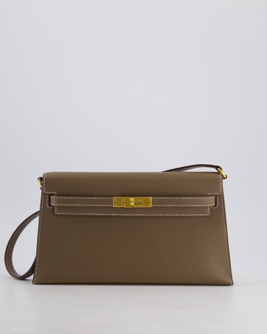 *HOT* Hermès Kelly Elan Bag in Etoupe Madame Leather with Gold Hardware