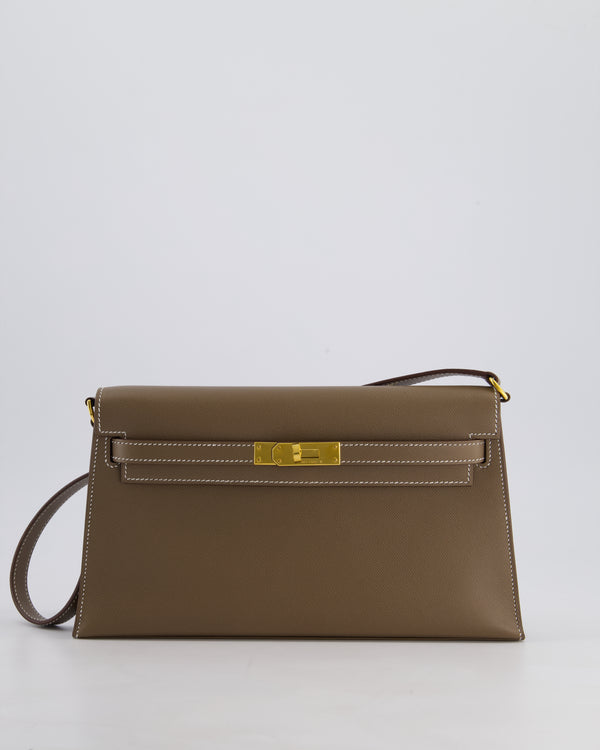 *HOT* Hermès Kelly Elan Bag in Etoupe Madame Leather with Gold Hardware