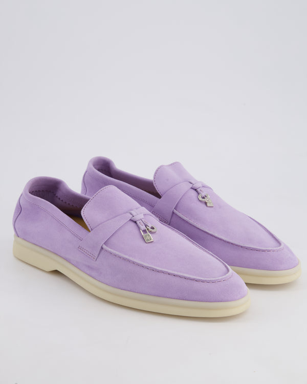 *LIMITED EDITION* Loro Piana Lilac Suede Summer Walk Charms Loafers Size EU 40