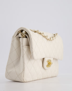 *FIRE PRICE* Chanel White Small Classic Double Flap Bag in Caviar Leather with Champagne Gold Hardware