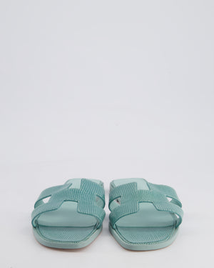 Hermès Oran Sandals in Vert Embrun Lizard Leather Size EU 41