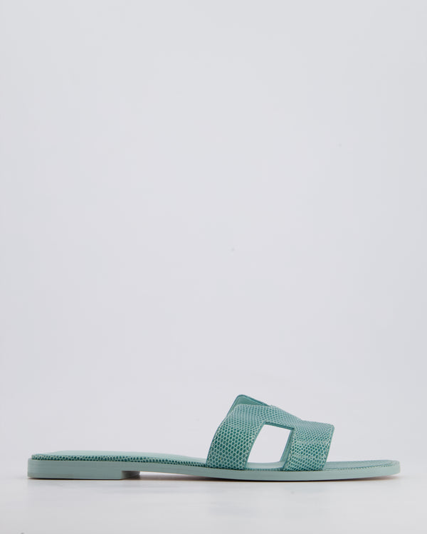 Hermès Oran Sandals in Vert Embrun Lizard Leather Size EU 41