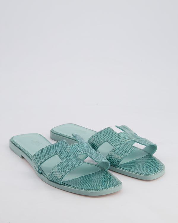 Hermès Oran Sandals in Vert Embrun Lizard Leather Size EU 41