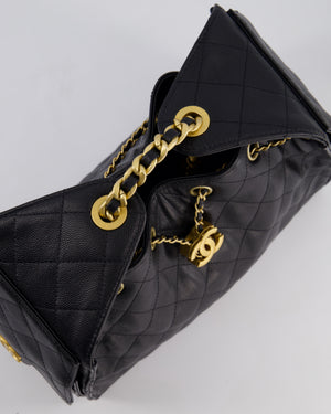 *SUPER RARE* Chanel Black 25 Small Handbag in Grained Calfskin Leather with Antique Gold Hardware