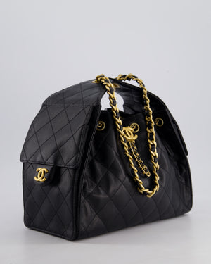 *SUPER RARE* Chanel Black 25 Small Handbag in Grained Calfskin Leather with Antique Gold Hardware
