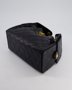*SUPER RARE* Chanel Black 25 Small Handbag in Grained Calfskin Leather with Antique Gold Hardware