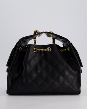 *SUPER RARE* Chanel Black 25 Small Handbag in Grained Calfskin Leather with Antique Gold Hardware