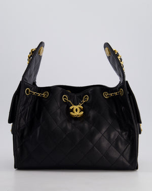 *SUPER RARE* Chanel Black 25 Small Handbag in Grained Calfskin Leather with Antique Gold Hardware