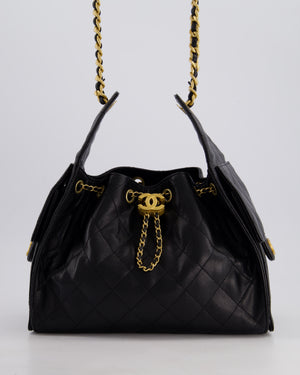 *SUPER RARE* Chanel Black 25 Small Handbag in Grained Calfskin Leather with Antique Gold Hardware