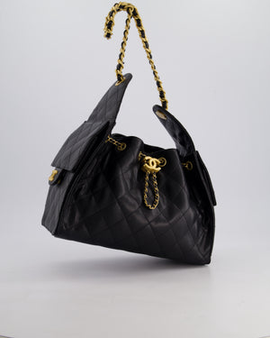 *SUPER RARE* Chanel Black 25 Small Handbag in Grained Calfskin Leather with Antique Gold Hardware
