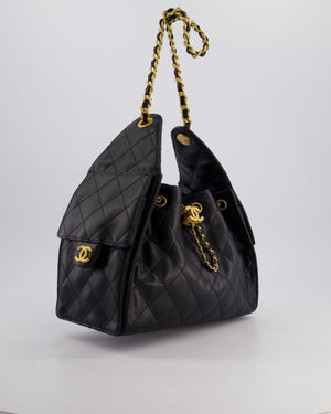 *SUPER RARE* Chanel Black 25 Small Handbag in Grained Calfskin Leather with Antique Gold Hardware