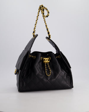 *SUPER RARE* Chanel Black 25 Small Handbag in Grained Calfskin Leather with Antique Gold Hardware