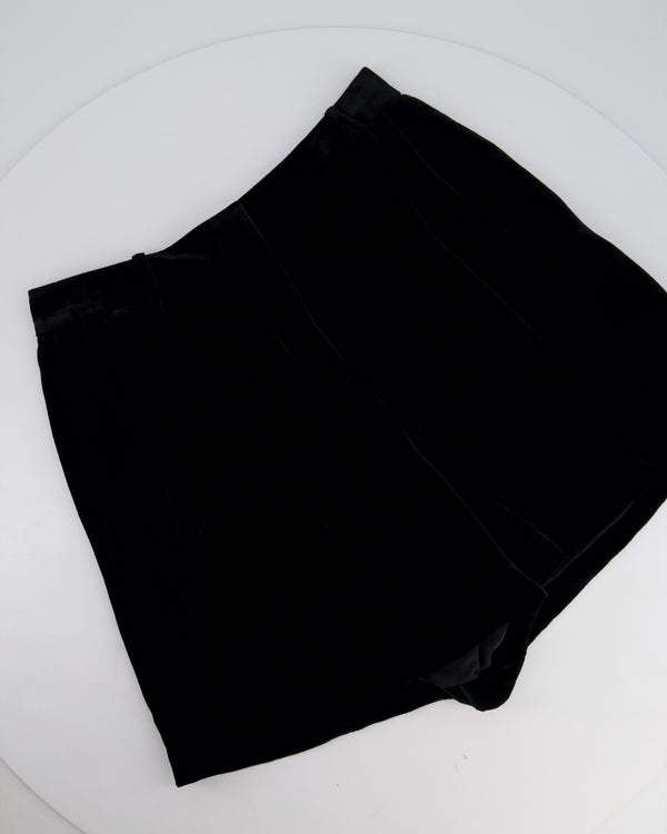 Zuhair Murad Black High Waisted Velvet Shorts Size FR 38 (UK 10)