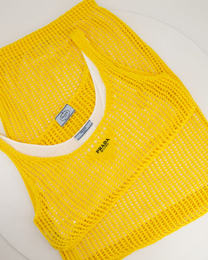 Prada Yellow Crochet Knitted Top and Skirt Set Size IT 38 (UK 6)