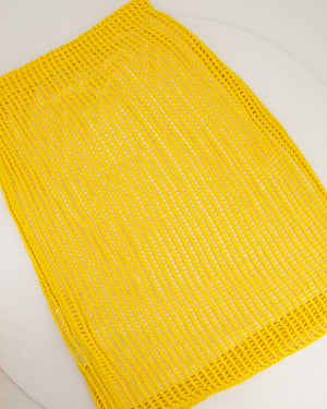 Prada Yellow Crochet Knitted Top and Skirt Set Size IT 38 (UK 6)