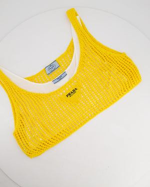 Prada Yellow Crochet Knitted Top and Skirt Set Size IT 38 (UK 6)
