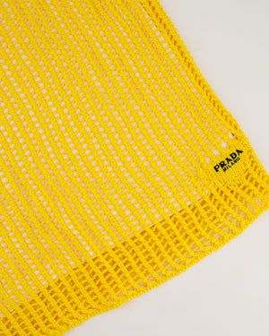 Prada Yellow Crochet Knitted Top and Skirt Set Size IT 38 (UK 6)