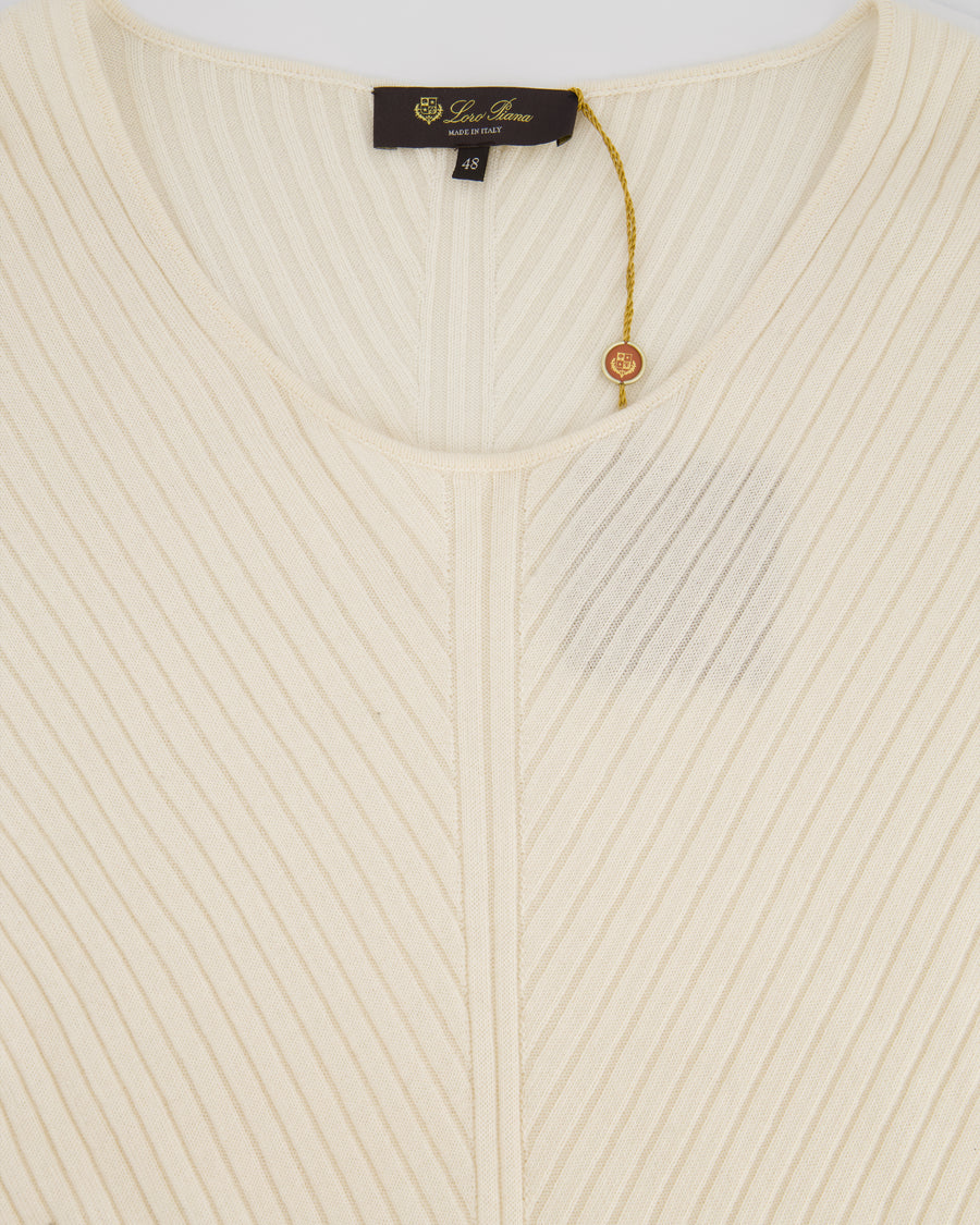 Loro Piana Cream Knit Cashmere Low Neckline Jumper Size IT 48 (UK 16)